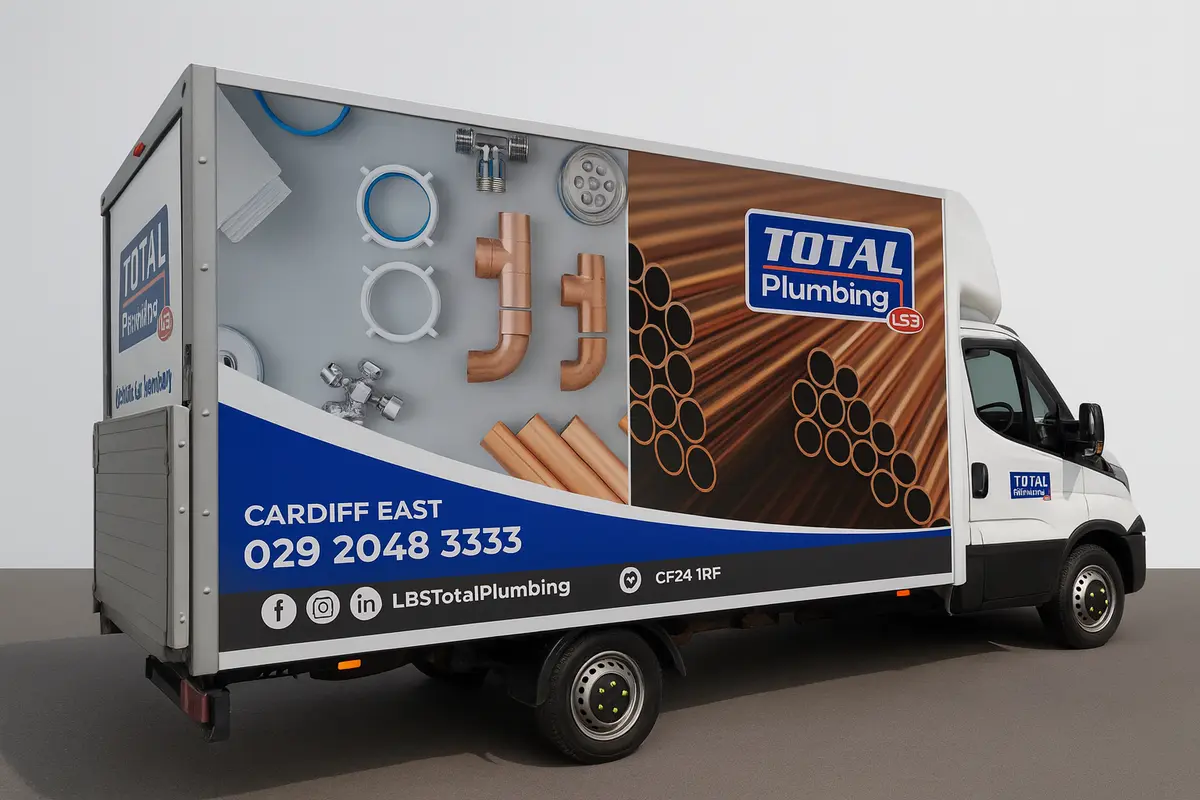 Total Plumbing box van fitted with large-format printed graphics by Daniel Signs
